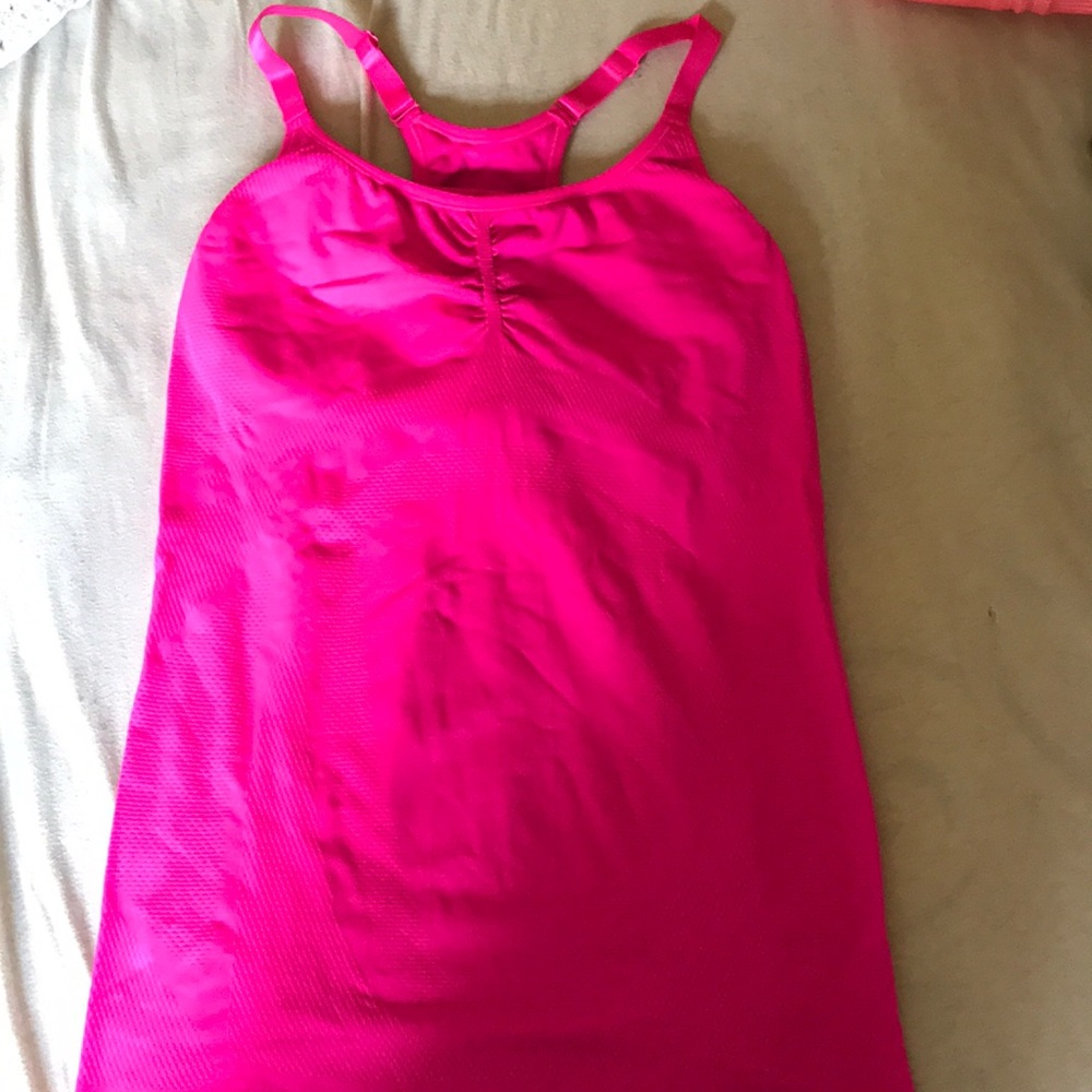 Pink workout top with built in bra